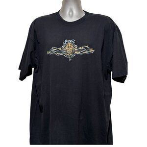 Y2K Jimmy'z Tribal Skull Black Short Sleeve Grunge Graphic T-shirt Mens XL